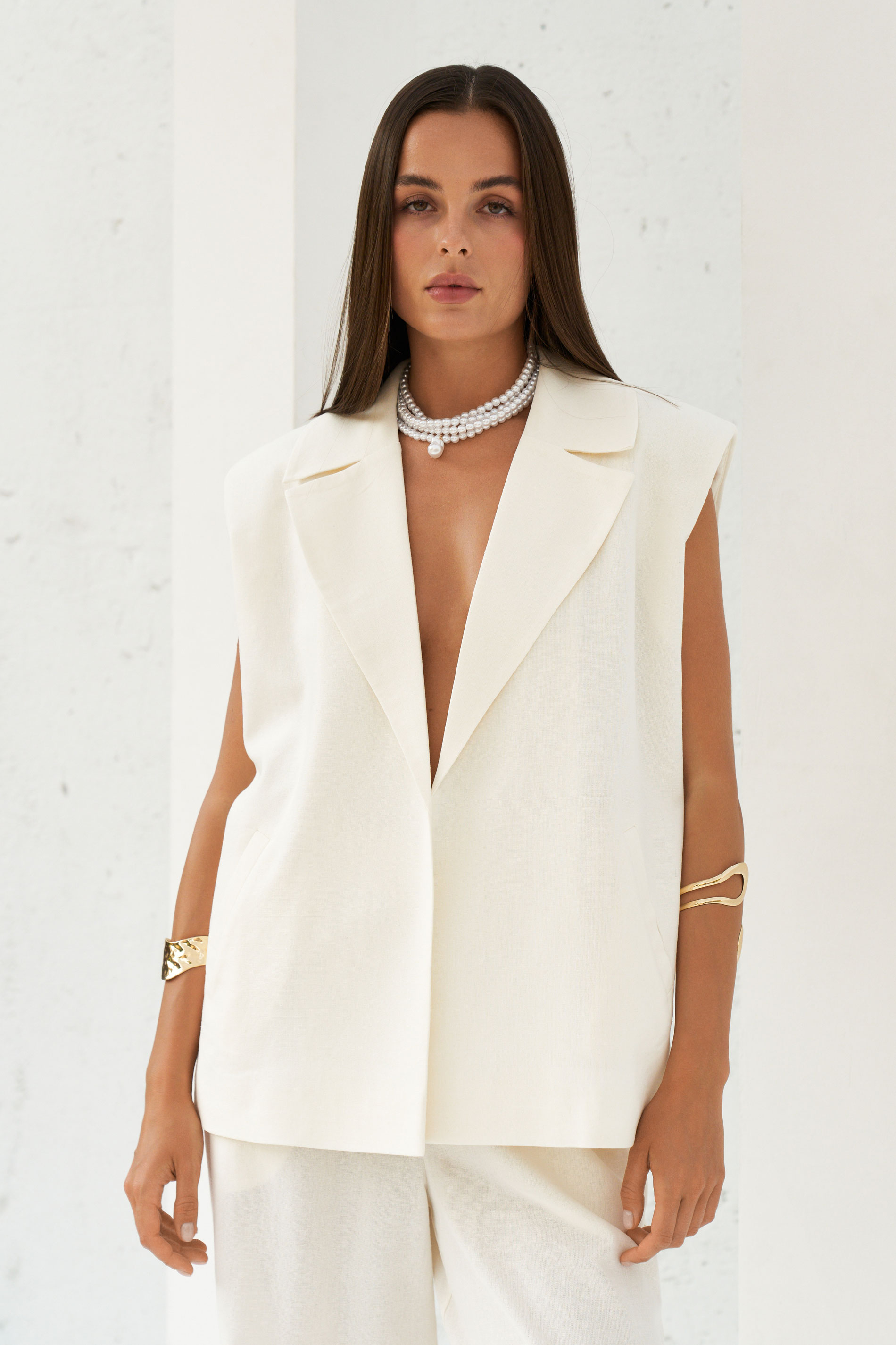 Жилет oversize изо льна BL63921